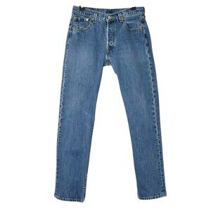 Men's Levis 501 Button Fly Straight Fit 30X32 Blue Jeans
